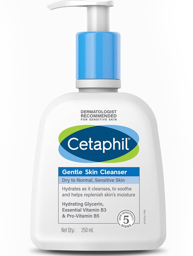 CETAPHIL Gentle Skin Cleanser is a creamy, non-foaming daily cleanser for all skin types, ideal for dry, sensitive skin. This gentle yet effective face wash cleans deep to remove dirt, makeup, and impurities without over-drying or stripping the skin, helping to maintain the skin’s natural pH balance. It hydrates and soothes as it cleans to replenish the skin’s natural moisture barrier, without leaving a residue that can clog pores. Hypoallergenic, soap-free, and fragrance-free to clean without irritation, leaving skin feeling soft and smooth. Clinically tested for even the most sensitive skin. Skin type: For dry to normal, sensitive skin